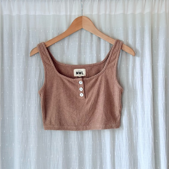 Madewell Tops - Madewell Ribbed Brown Crop Top with Buttons